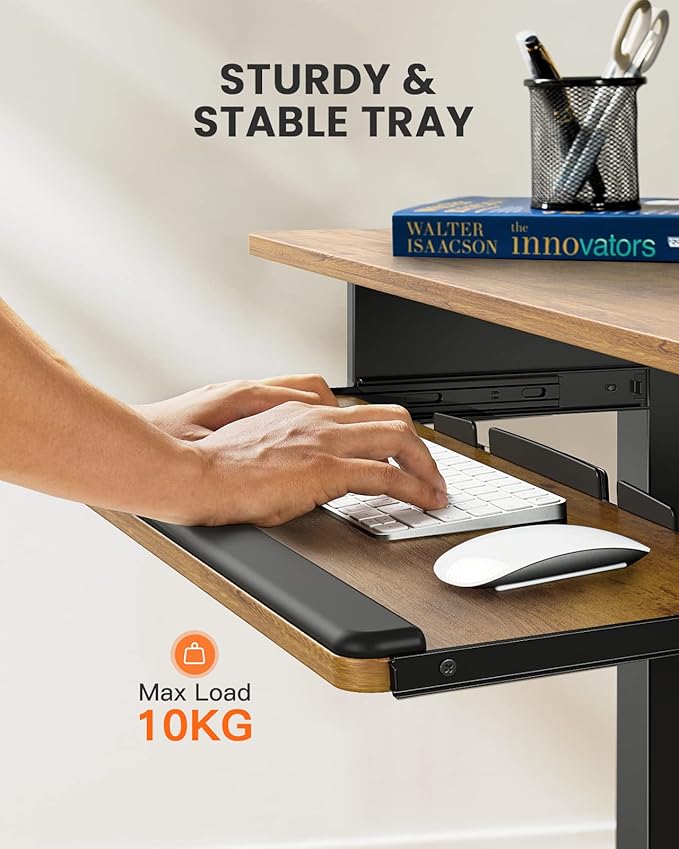 ErGear Electric Standing Desk with Keyboard Tray, 44x24 Inches Adjustable Height Sit Stand Up Desk, Home Office Desk Computer Workstation, Vintage Brown