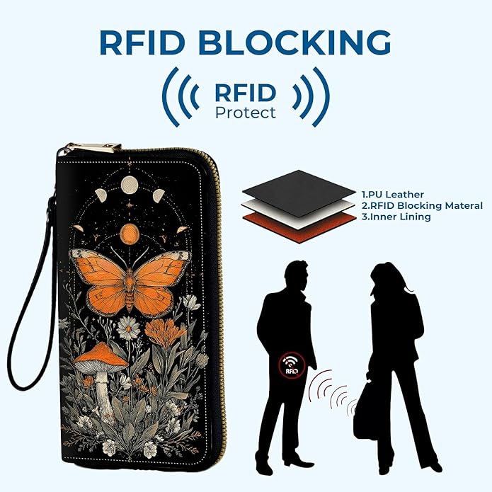 Wristlet Wallet for Women, RFID Blocking Phone Wallet, Large Capacity Zip Around Clutch, Fits iPhone 15 Pro Max, Travel Organizer Purse
