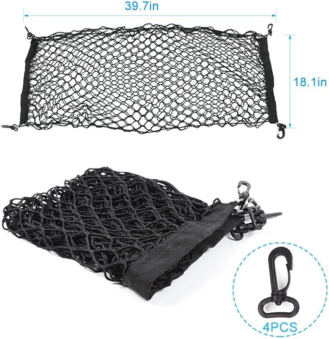 Voodonala 40 x 18 Inches Universal Mesh Envelope Trunk Cargo Storage Organizer Net Elastic Mesh Net Pickup Truck Bed Divider Compatible for Cars, Vans, Trucks and SUVs, for Jeep, for Dodge, for Toyota