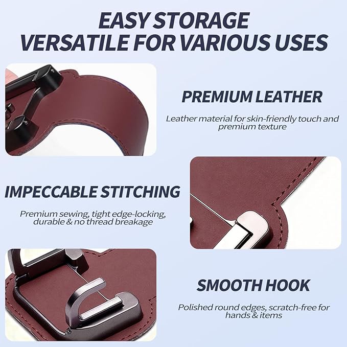 2 Packs Headrest Hooks for Car, Hidden Twinhook Leather & Metal Car Purse Holders, Universal Seat Back Storage Organizer Hanger for Purse Bag Handbags Phones, 2026 Car Seat Accessories (Red)