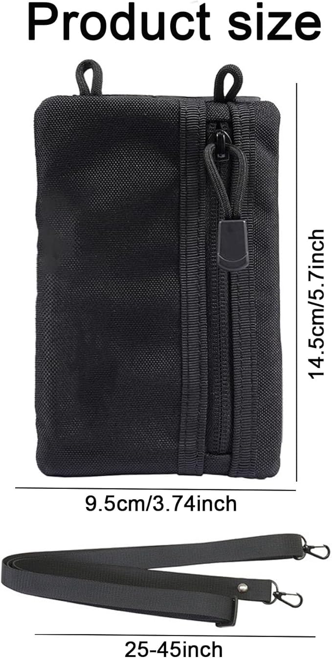 Pocket Tool Pouch 7x5 inch Multipurpose EDC Pocket Organize Mini Tool Pouch with Zipper and Strap for Flashlight/Pocket Knife, Pen (Black)