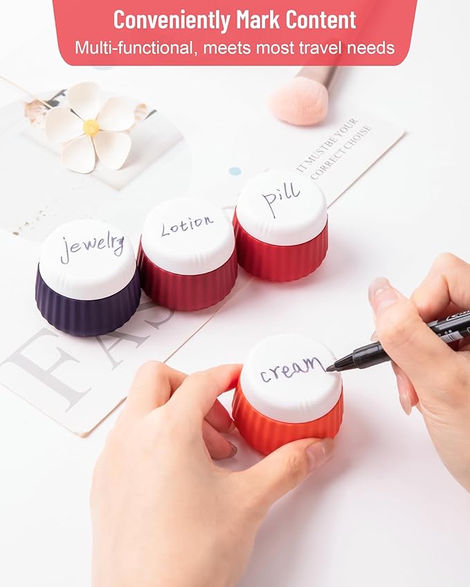Mrsdry 4 Pack Travel Size Toiletries, TSA Approved Silicone Jars, Leak-Proof, Wide Opening, Portable with Clear Bag