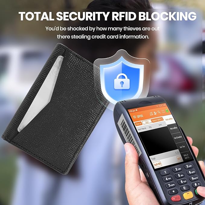 OLEIW Genuine Leather Minimalist Wallet: Slimfold Design for Front Pocket Comfort, Featuring Quick-Access ID Window & Secure RFID Blocking – The Ultimate Balance of Premium Texture and Daily Utility