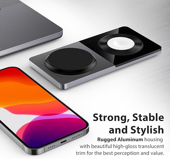 3 in 1 Charging Station for Apple Devices: Mag-Safe Charger Stand Fast Charging, Wireless Charger for iPhone 17 Air 16 15 14 13 12 Series, Apple Watch Series 1-9/Ultra, AirPods Pro (Black)