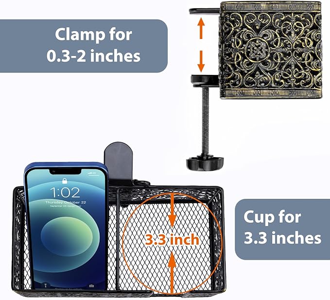 Desk Organizer Clip on Desk Cup Holder Pencil Holder for Desk Storage Beverages Phone Holder Desk Organizer and Accessories Office School Home