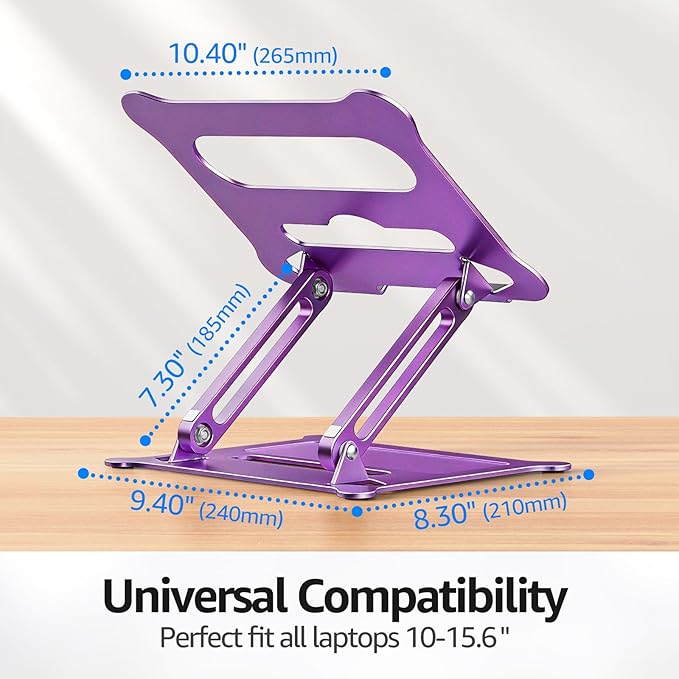 Urmust Laptop Notebook Stand Holder Adjustable Laptop Stand Portable Computer Riser Compatible with MacBook Air Pro HP Dell XPS Lenovo All Laptops 10-15.6"(Purple)