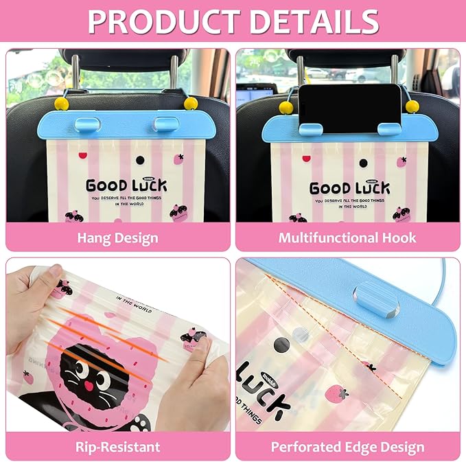 Accmor Disposable Car Trash Bag, 20 Pcs Car Garbage Bag Hanging Vehicle Trash Can Auto Rubbish Pouch Dustbin Bags Garbage Container Car Accessories, Leakproof, Smellproof, Portable for Women & Adults
