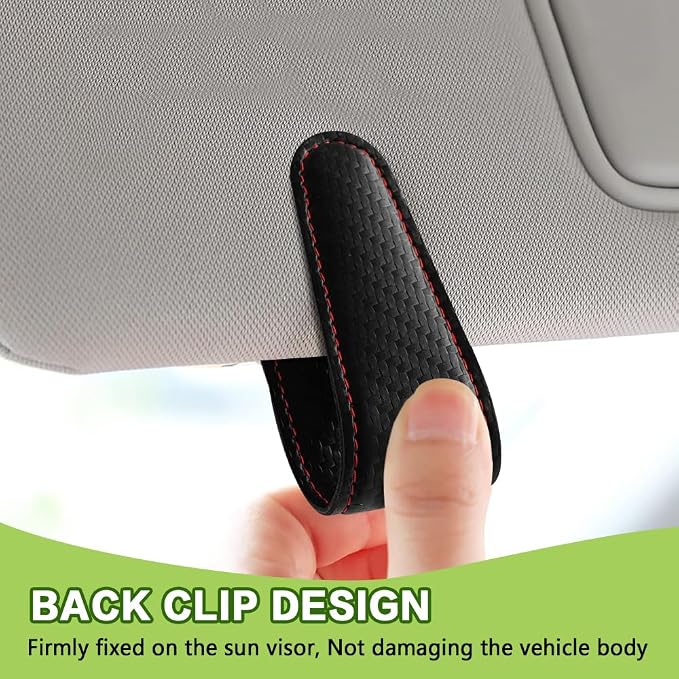 Sunglass Holder for Car, Sunglasses Clip for Car Visor, Magnetic Leather Vehicle Eyeglass Hanger Clip, Auto Ticket Card Glasses Organizer Clamp Accessories for SUV Sedan (Carbon Fiber)