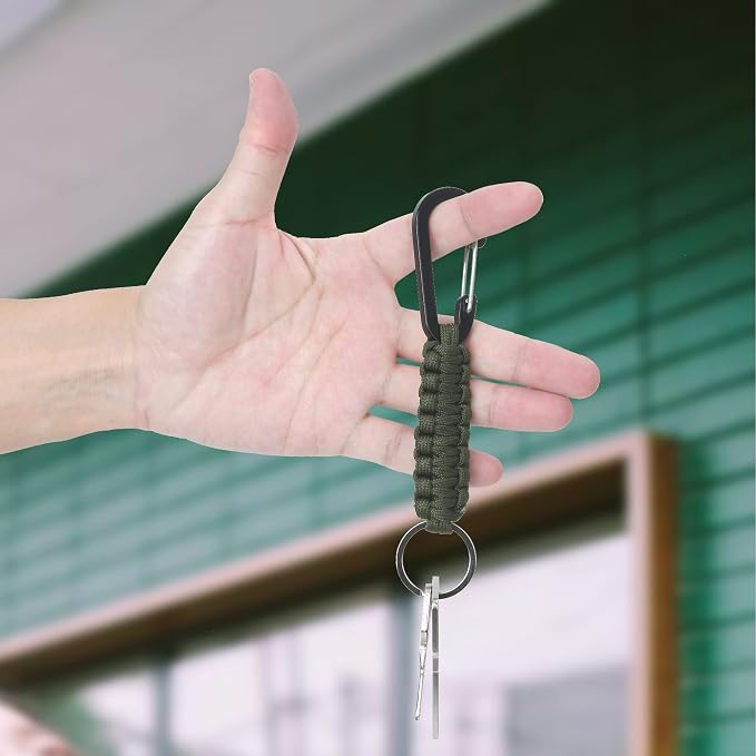 2 Pieces Paracord Keychain with Carabiner,Lanyard Clip for Keys Water Bottle Holder Backpack