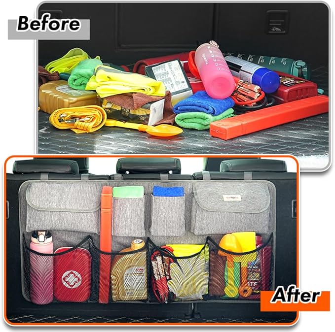 SURDOCA Car Trunk Organizer, LARGE CAPACITY(43 x 19 in) Car Storage Bag with 8 Pockets, 7X Upgraded Trunk Storage Organizer for Car, SUV, Truck, MPV