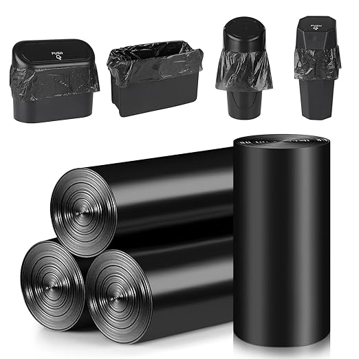 Accmor Mini Car Trash Can Bags for Auto Trash Bin, 120 Count Small Garbage Bags Organizer Tear-Resistant, Liner Refills (Vehicle Trash Can is not Included), Black