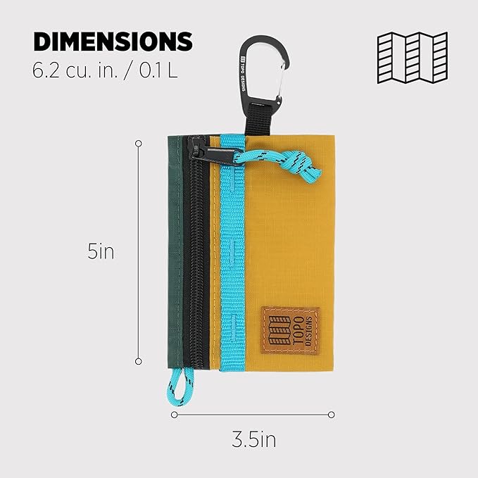 Topo Designs Accessory Bags, Travel Organizer for Smaller Items, Durable Storage Pouch, 3 Sizes, Fully Lined (Mountain/Mustard/Forest)