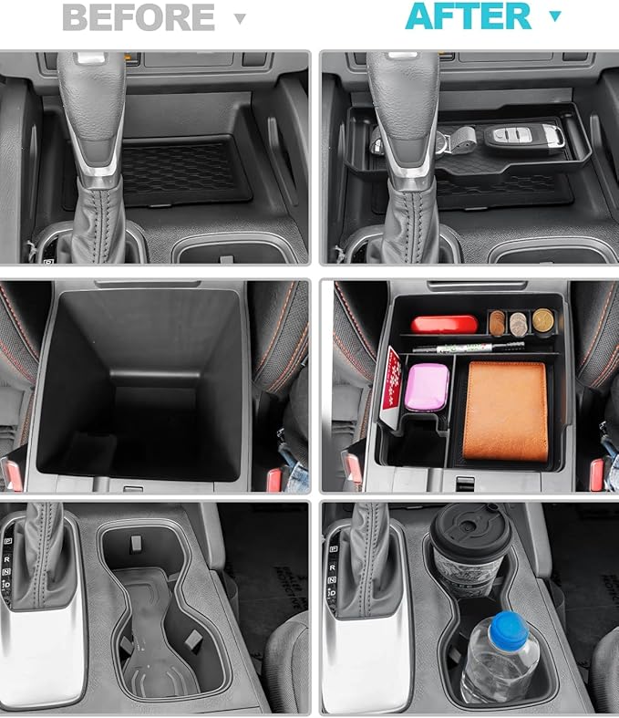 CDEFG 3Pcs for 2025 2026 Frontier Center Console Organizer for 2022-2025 2026 Nissan Frontier Accessories Middle Console Tray Armrest Storage Box Cup Holder