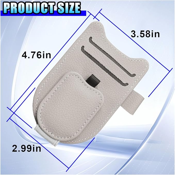 2PCS Sunglass Holder for Car Sun Visor, Magnetic Leather Vehicle Glasses Eyeglass Mount & Ticket Card Clip, Automotive Interior Visor Accessories, Universal for Sedan SUV Truck (Beige)