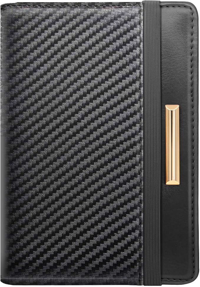 Passport Holder Cover RFID Blocking Slim Minimalism Travel Wallet Carbon Fibre Card Organizer,Black