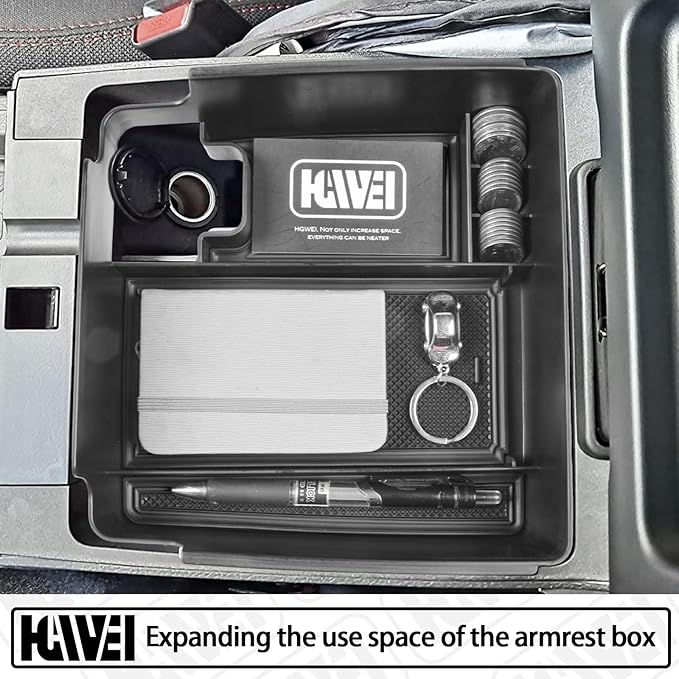 HGWEI Center Console Organizer Compatible with 2022 2023 2024 2025 2026 Nissan Frontier Interior Accessories, Pickup Truck Armrest Secondary Storage Box ABS Insert Tray Coin Container, Black