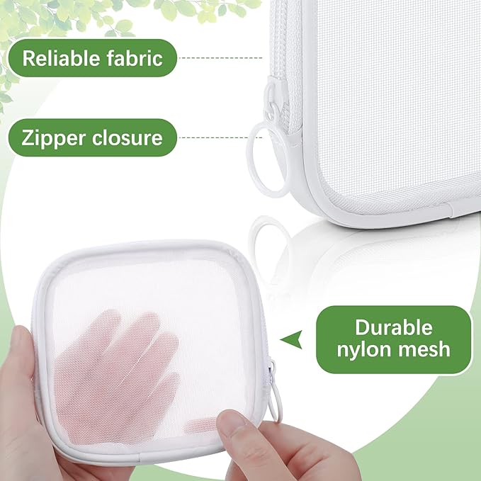 Weewooday 4 Pcs Mesh Makeup Bag Mesh Cosmetic Bag Travel Toiletry Pouch with Zipper Mini Makeup Cosmetic Purse for Daily Accessory(Small,White)