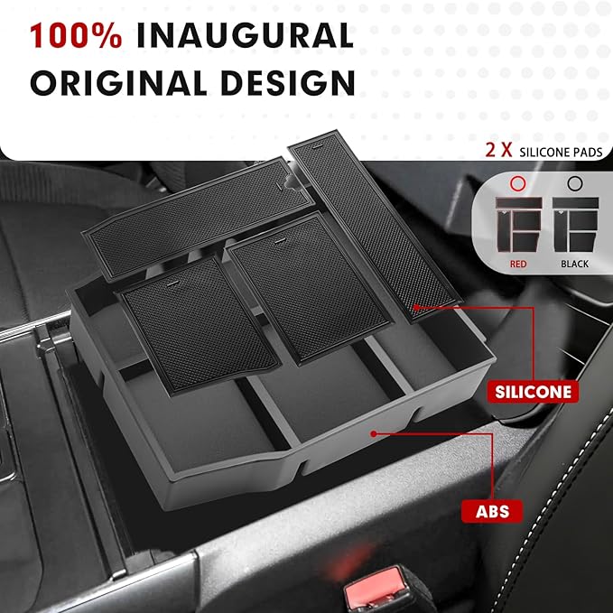 Autorder Center Console Organizer for Ford F-150 F150 2021-2026 Accessories Armrest Storage Box Secondary Insert Tray with 2 Color Mats