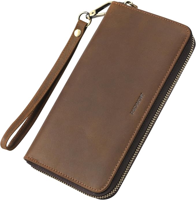 Jack&Chris Genuine Leather Wallet Women, Multi-Card RFID Bifold Wallet with Zipper Coin Pocket, Credit Card Holder for Women