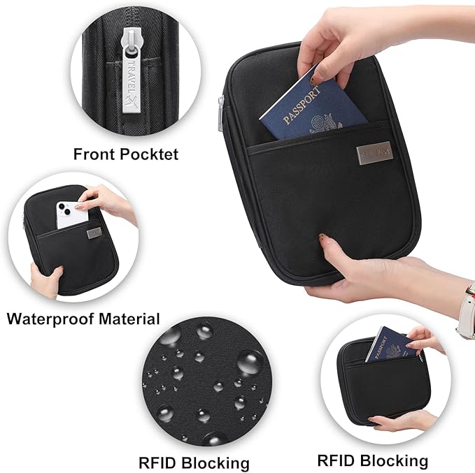 Family Passport Wallet Holder,Waterproof Multi functional Travel Document Organizer for Men Women Travel Wallet