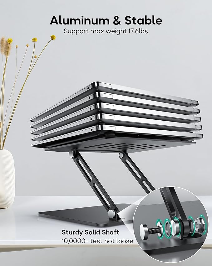 LOXP Adjustable Laptop Stand, Ergonomic Computer Stand for Desk, Aluminum Ventilated Colling Laptop Riser Holder Mount Compatible with MacBook Pro Air, HP, Dell 10-15.6" All Laptops
