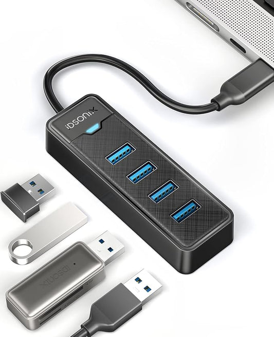 iDsonix USB C Hub, 4-Port USB C to USB Multiport Adapter, 5Gbps USB Splitter USB Hub for Laptop, USB Extender Hub for MacBook Pro/Air, iPad Pro, PC, Desktop, Xbox, Keyboards, Mouse, Flash Drive, HDD