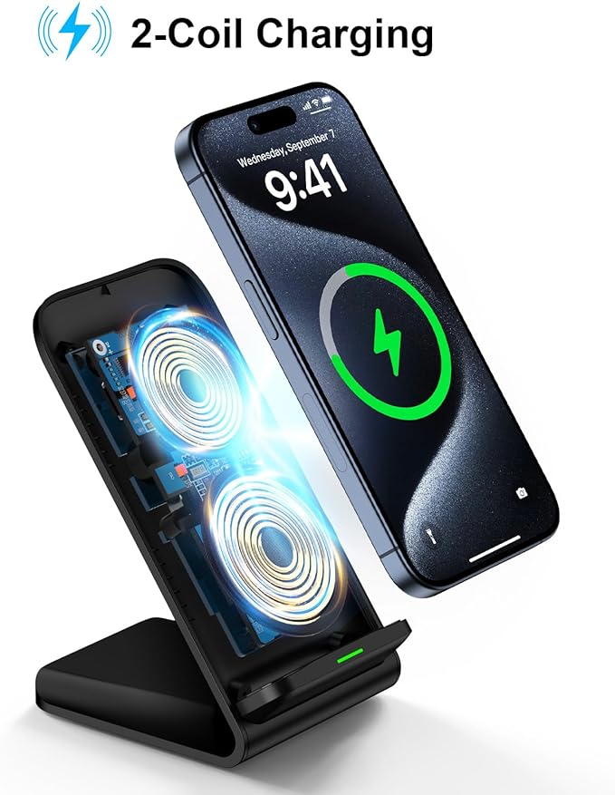 Samsung Wireless Charger Fast Charging Stand Desk Phone Charger Stand Android Charging Station for Samsung Galaxy S24 Ultra S24+ S24 S23 FE S22 S21 S20 S10 S9 S8,iPhone 15 Pro Max Plus 14 with Adapter