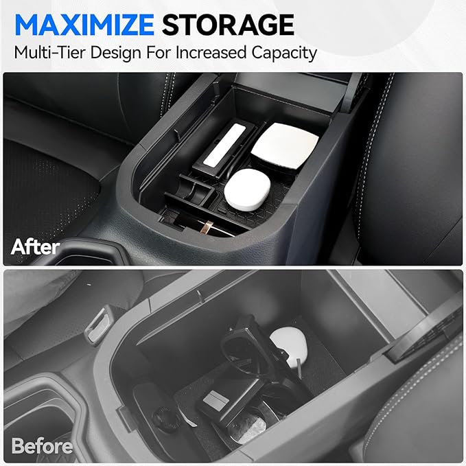 ELECFRESH 6PCS Center Console Organizer Tray for 2025 2024-2019 Toyota RAV4 Accessories, Armrest Storage Box, Driver Storage Drawer, Passenger Storage Mat Console Cup Holder Inserts for Toyota RAV4