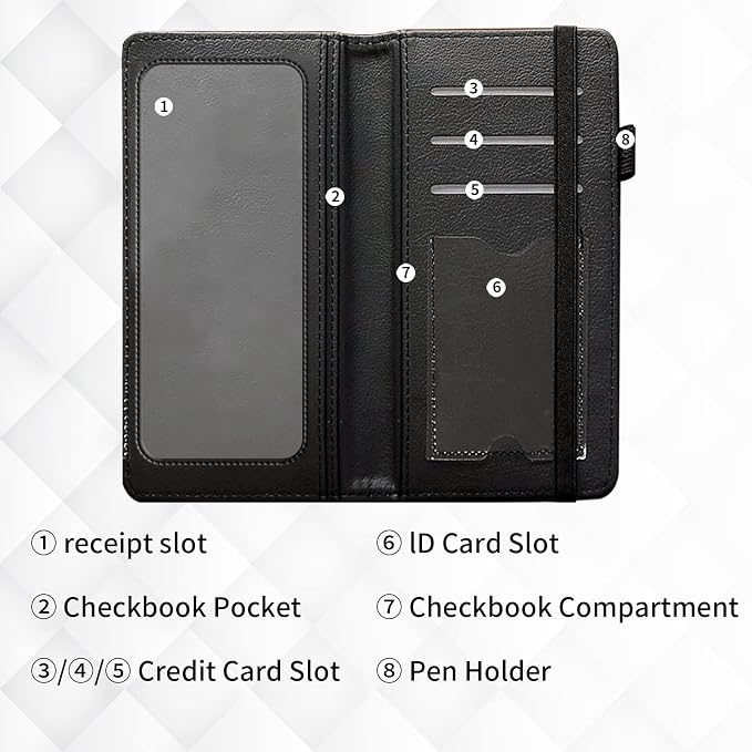 Checkbook Cover for Women & Men, RFID Blocking Personal PU Leather Checkbook Check Book Holder Wallet with Elastic Tape & Credit Card Slot,Deer Tree In Woodland