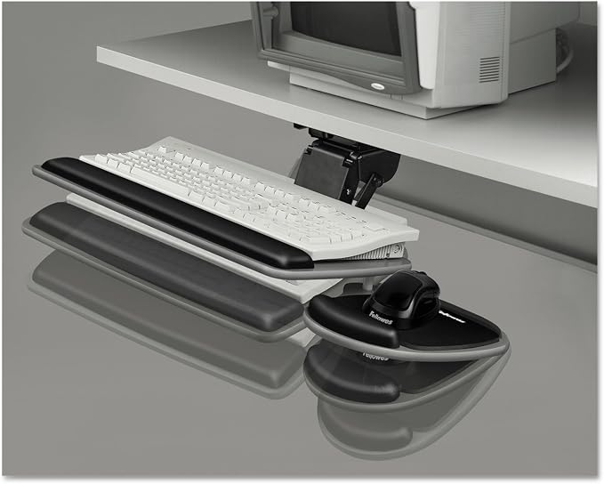 Fellowes 93841 Adjustable Standard Keyboard Platform, 20-1/4w x 11-1/8d, Graphite/Black, 4.5" x 30.5" x 20"
