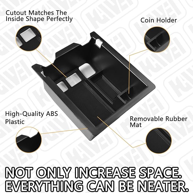 HGWEI Center Console Organizer Compatible with Mazda CX-5 2017 2018 2019 2020 2021 2022 2023 2024 2025 Accessories, Armrest Insert Tray Storage Coin Holder (Not for 2026), Black Trim