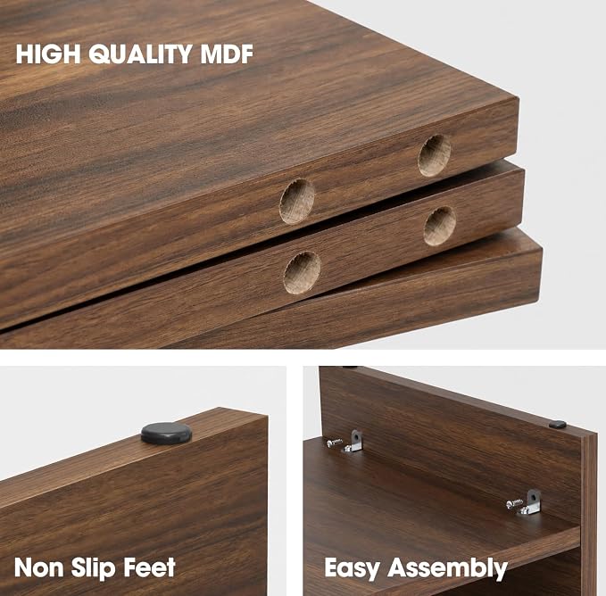 FITUEYES Monitor Stand - 2 Tier Computer Monitor Riser with 21.3 Inch Shelf, Wood Desktop Stand for Laptop Computer Screen, Desk Organization, Office Supplies