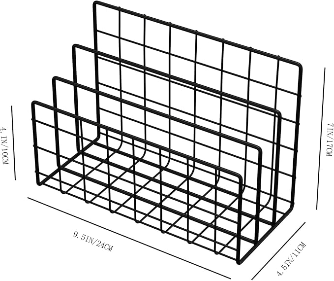 3-Slot Metal Mesh Desk Mail Organizer, Letter Sorter File Holder for Office & Home, 2PCS (Black)