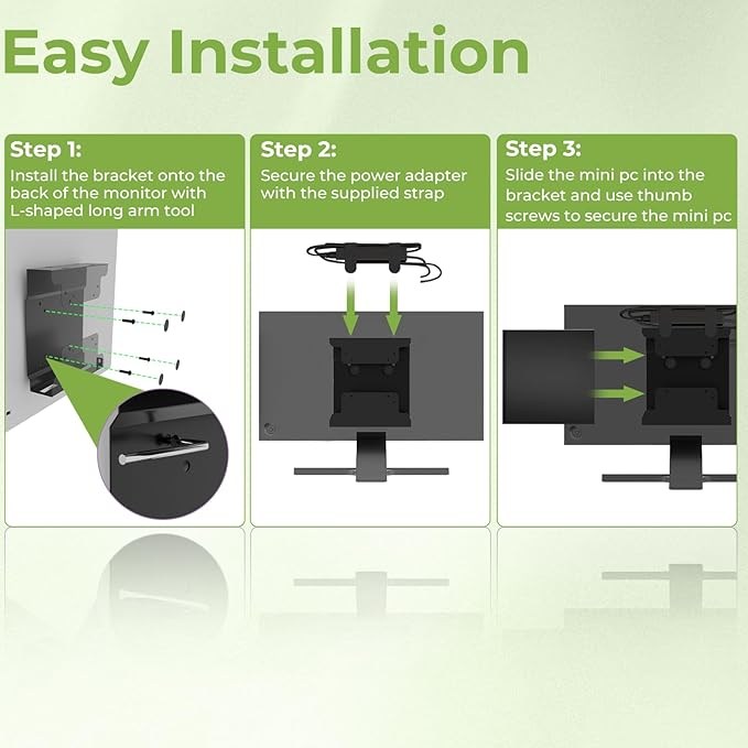 Mini PC VESA Mount for Dell Micro Mount with Mouse Pad, Install on Monitor Arm, for Dell OptiPlex Micro Form Factor Case, for MFF 3040 7080 5070 3000 7060 7090 9020, Wall/VESA/Under Desk