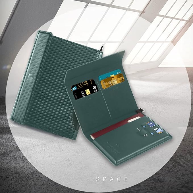 Passport Holder for Travel Essentials, RFID Blocking PU Leather Passport Wallet Cover Card holder Case Passport Book Holders for Women and Men, Dark Green