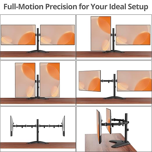 SIIG Articulated Freestanding Dual Monitor Desk Stand - 13"-32" - Max Load 19.8 lbs - 75x75mm/100x100mm(CE-MT1U12-S1)