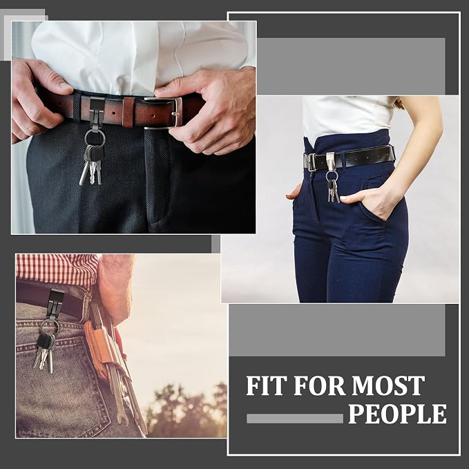 Threan 8 Pcs Duty Belt Key Holder Tactical Stealth Belt Key Clip Metal Keyring Holder for Men Police Law Enforcement