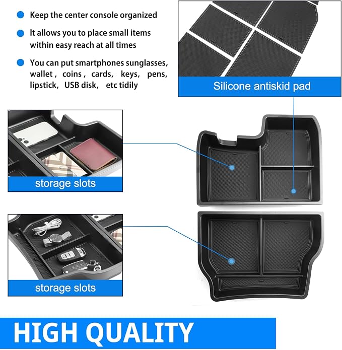SHAOHAO 2 Pcs 2025 Sienna Lower Organizer for 2021 2022 2023 2024 2025 Sienna Accessories Under Console Organizer Double Space [NOT FOR 2025 Sienna with the Integrated FridgeBox]