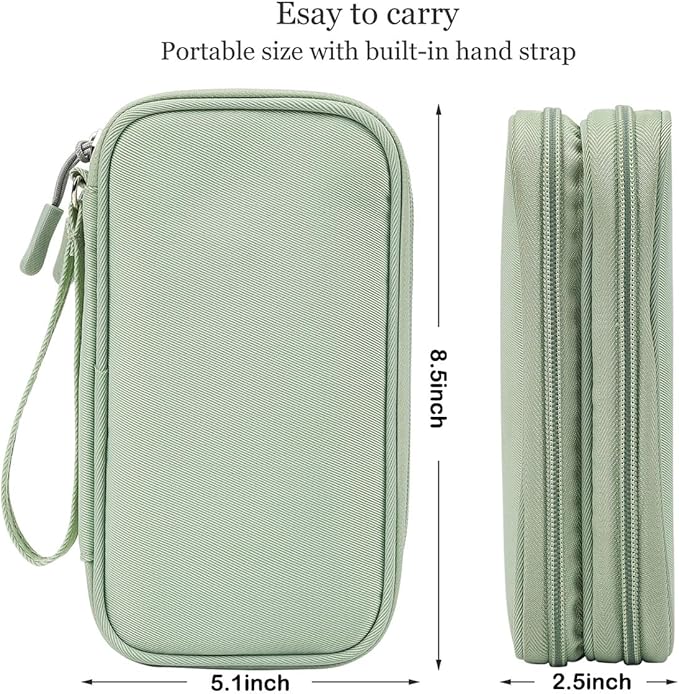 CAAORDKSO Electronic Organizer Bag, Waterproof Portable Electronic Organizer Travel Accessories Cable Bag Universal Cord Storage Case for Cable, Charger, Phone, Power Bank, Earphone(Mint Green, Large)