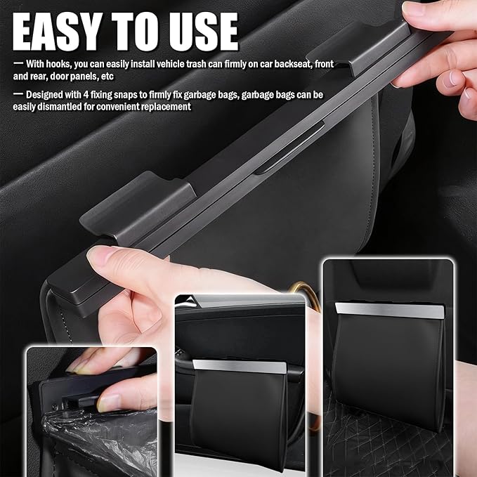 LED Car Trash Can Leak-Proof,Strong Magnetic Fast Closing Car Trash Bin as Cars Organizers and Storage,Cars Garbage Can with Automotive Trashs Bag for Backseat,Console,Door