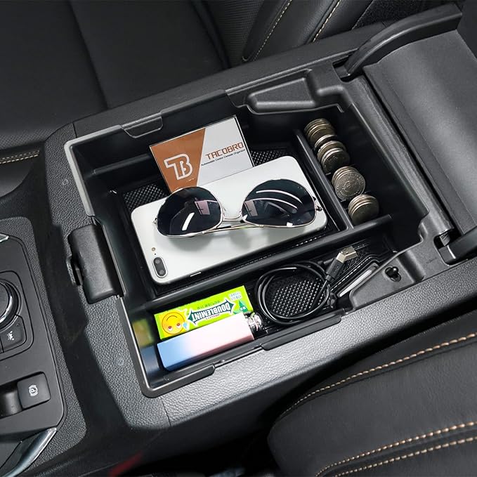 TACOBRO Center Console Organizer Compatible with Chevy Traverse 2018 2019 2020 2021 2022 2023 Accessories, Armrest Insert Tray Secondary Storage Box ABS, Black