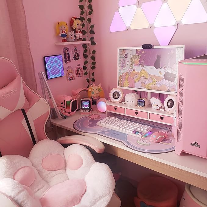 Cute Monitor Stand Kawaii Desk Organizer Cute Desk Organizer with Drawers Monitor Riser Computer Stand