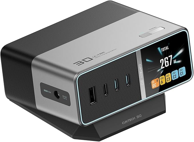 CUKTECH 30 Ultra Desktop Charging Station, 300W Max DC and 140W USB C Charger, 5-Port Fast GaN Charger, Compatible with iPhone, Galaxy, MacBook, Razer, Dell for Home Office, Gaming Desk Accessories