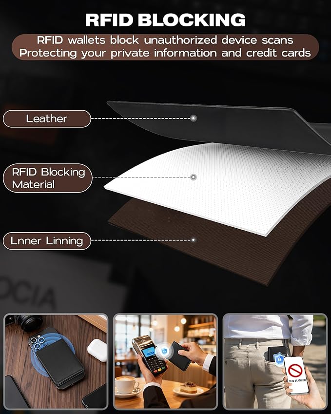 GNDR Wallet For Men Bifold Black RFID Blocking Slim Faux Leather Wallets Card Holder Front Pocket Minimalist Men Accessories With Gift Box