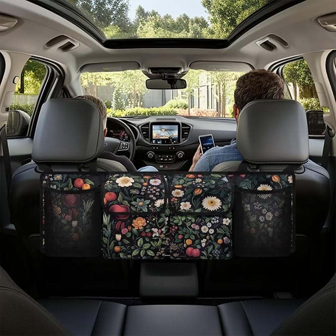 Daisy Floral Auto Car Trunk Organizer - Collapsible, Multi-Pocket Automotive SUV Car Organizer for Storage w/Adjustable Straps - Truck & Car Accessories for Women and Men