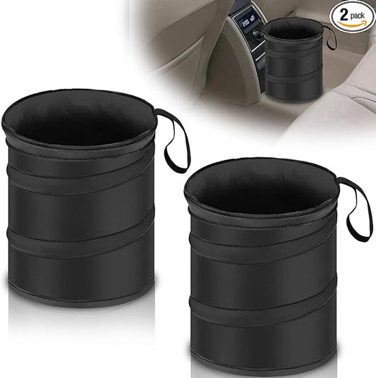 ecocstm 2 PCS Car Trash Can, Collapsible Pop-up Car Garbages Can, Car Accessories Portable Garbage Bin with Elastic Band, Waterproof Small Garbage Can for Back Seat Front Seat, for Outdoor Traveling