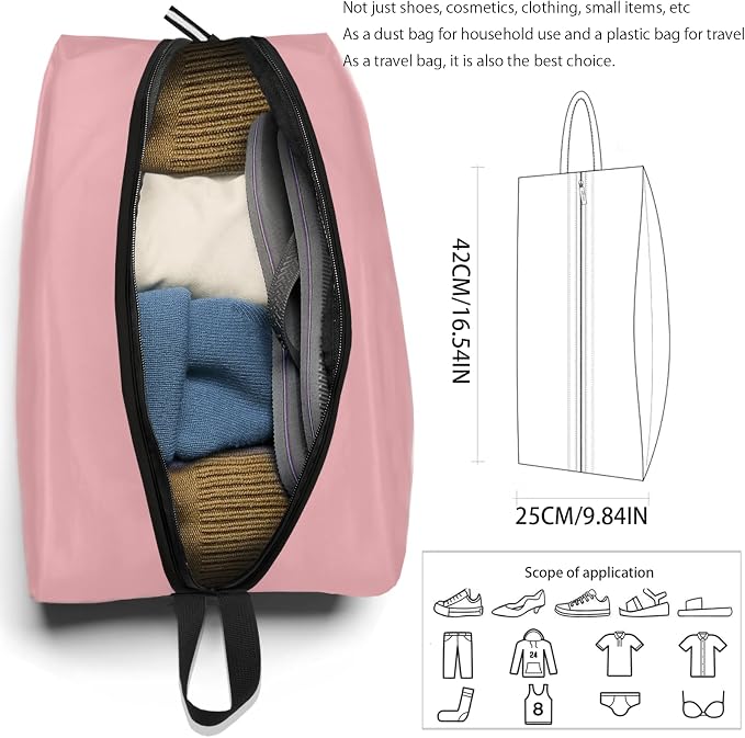 Shoe Bag for Travel, Waterproof Extra Large Shoe Storage Organizer with Handle, Multi-Functional Odor-Resistant Shoe Pouch for Gym, Soccer, Golf, Tennis Soccer Cleats Bag 16.5 x 9.8 Inches (Pink)
