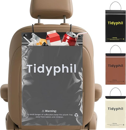 50 PCS Disposable Car Trash Bags Hanging, Leak-proof, Odor Seal. 2 Gallon Car Garbage Bags, Big Capacity. Independent of Car Trash Can, Easy Stick-On Car trash Bin for Car, SUV, Truck, Stroller. Gray