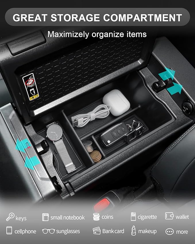 CDEFG for 2026 RAV4 Center Console Organizer Tray for 2026 Toyota RAV4 (LE/XSE/SE/XLE Premium/Woodland/XSE/Limited) Accessories Middle Console Armrest Storage Box
