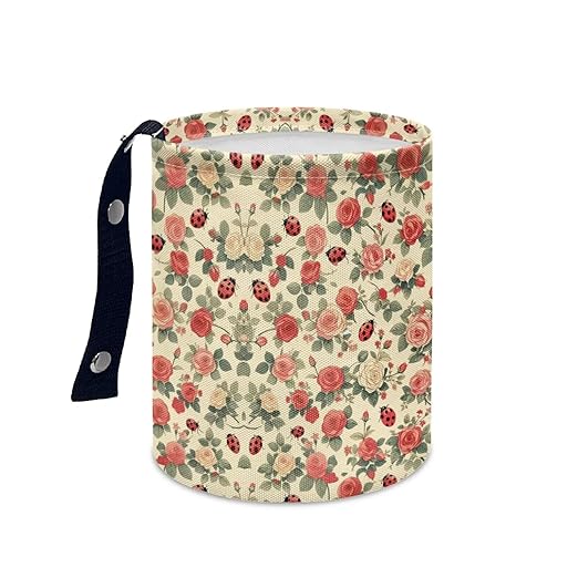 Rose Ladybird Car Front Seat Can Leak Proof Auto Trash Basket Vehicle Foldable Hanging Console Front Seat Car Garbage Bag for Front Seat, Back Seat